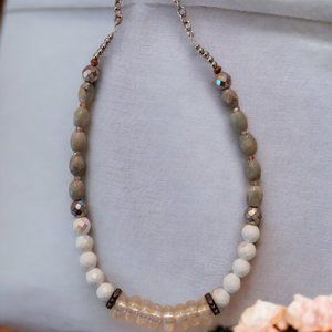 Soft Neutrals Med Length Beaded Necklace